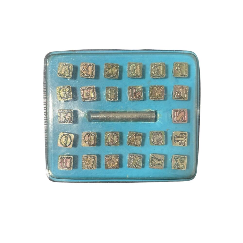 Vintage 70’s Craftool Co Leather Tooling 3/4" 3-D Alphabet Stamp Set